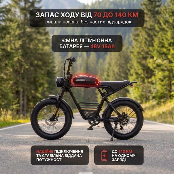 Електровелосипед M20 електрофетбайк 1000W 18Ah потужний для бездоріжжя 73887 фото
