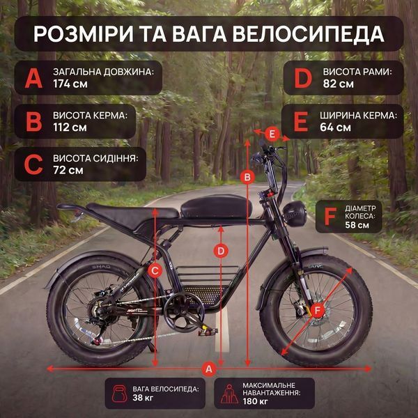 Електровелосипед M20 електрофетбайк 1000W 18Ah потужний для бездоріжжя 73887 фото