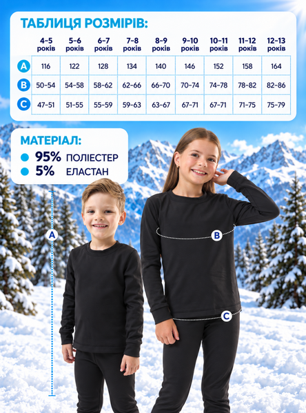 Термобелье детская зимняя теплая термокомплект из микрофлиса для спорта повседневная 73380 фото