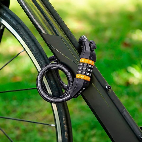 Велозамок WEST BIKING кодовый 1.5 м противоугонный велосипедный трос замок 73570 фото