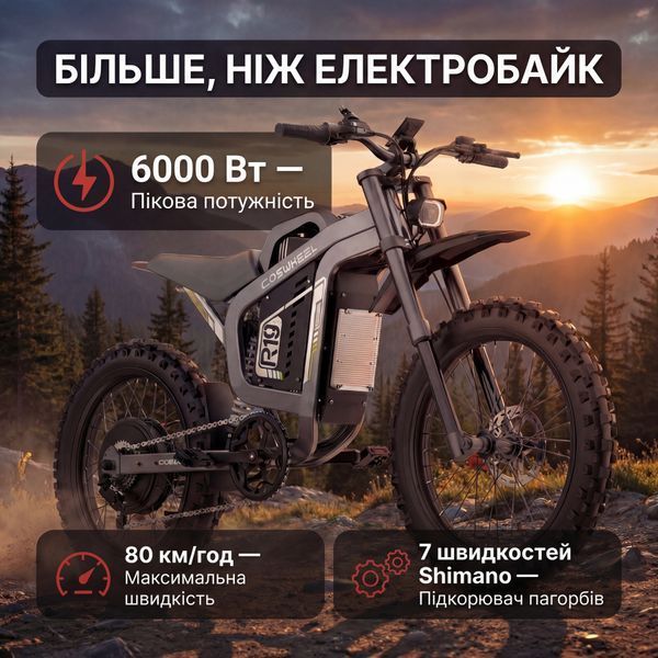 Электровелосипед R19 6000W 40Ah электрофетбайк для бездорожья 19x3" 73944 фото