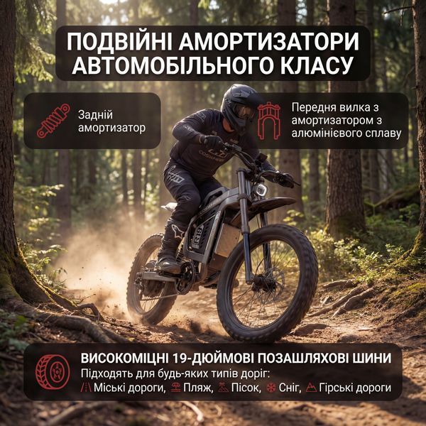 Электровелосипед R19 6000W 40Ah электрофетбайк для бездорожья 19x3" 73944 фото