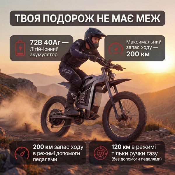 Электровелосипед R19 6000W 40Ah электрофетбайк для бездорожья 19x3" 73944 фото