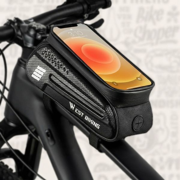 Велосумка на раму West Biking для телефона 1,5 л большая велосипедная сумка 72081 фото