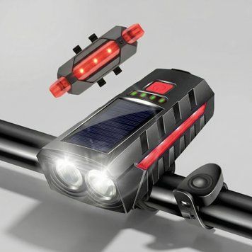 Велокомплект OnePro передняя фара задний фонарь на аккумуляторе USB водонепроницаемый мощный режим мигания 73942 фото