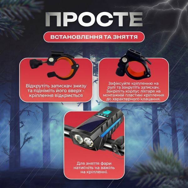 Велокомплект OnePro передняя фара задний фонарь на аккумуляторе USB водонепроницаемый мощный режим мигания 73942 фото