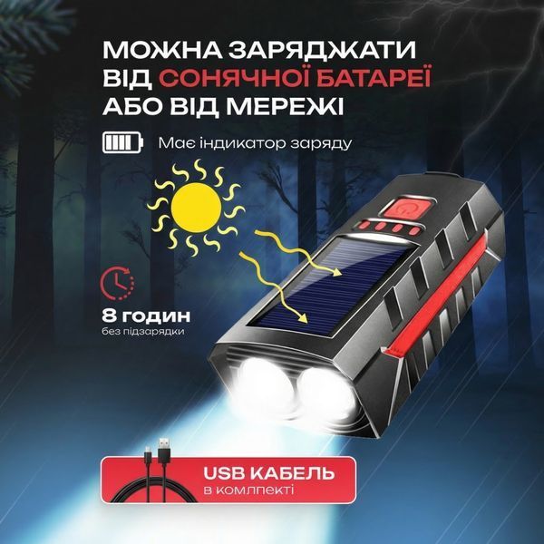 Велокомплект OnePro передняя фара задний фонарь на аккумуляторе USB водонепроницаемый мощный режим мигания 73942 фото
