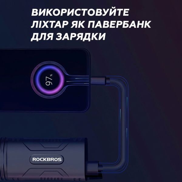 Велофара Rockbros 850 лм 10000 mAh потужний ліхтар з функцією повербанка 64996 фото