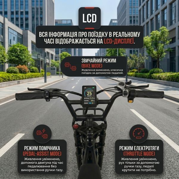 Електро велосипед V8 MAX 1000W 30Ah електрофетбайк з потужною батареєю 73892 фото
